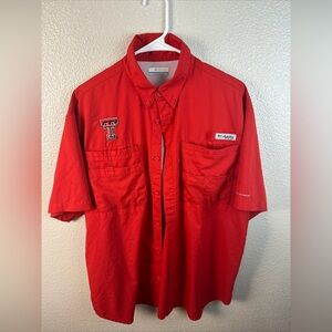 Texas Tech Columbia Shirt Men’s Medium Red PFG Short Sleeve Fishing Vented